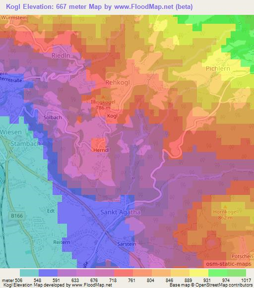 Kogl,Austria Elevation Map