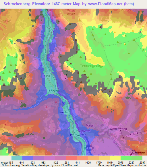 Schrockenberg,Austria Elevation Map