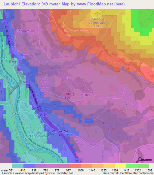 Laubichl,Austria Elevation Map