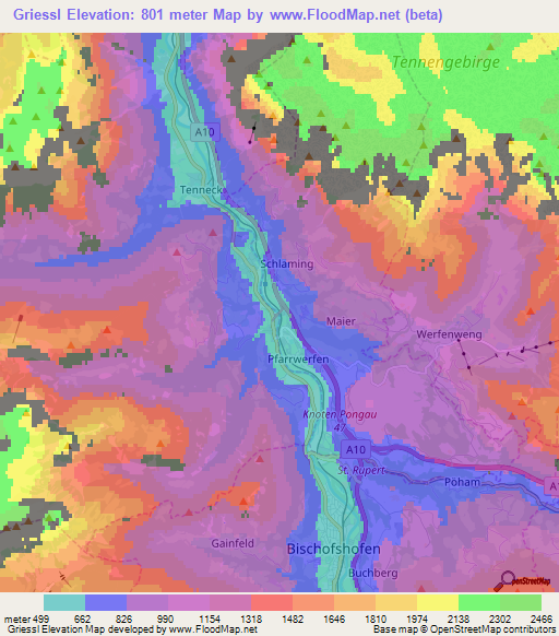 Griessl,Austria Elevation Map
