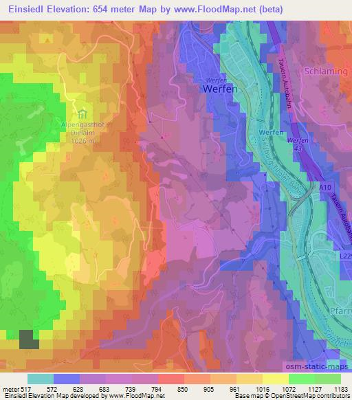 Einsiedl,Austria Elevation Map