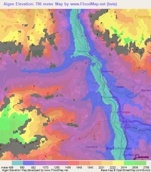 Aigen,Austria Elevation Map