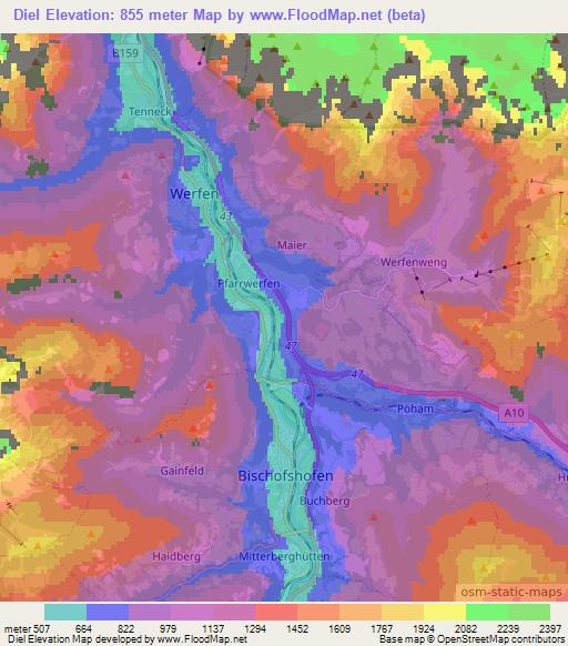 Diel,Austria Elevation Map