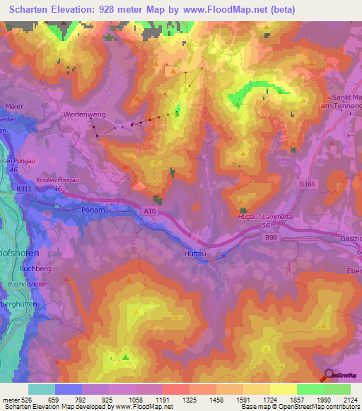 Scharten,Austria Elevation Map