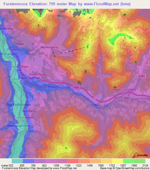 Furstenmoos,Austria Elevation Map