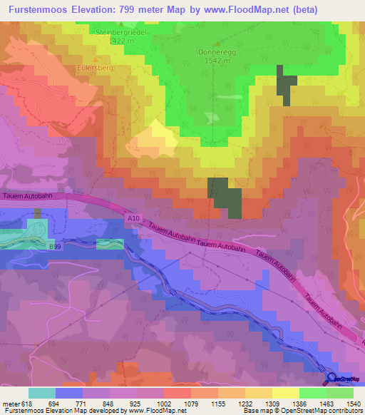 Furstenmoos,Austria Elevation Map