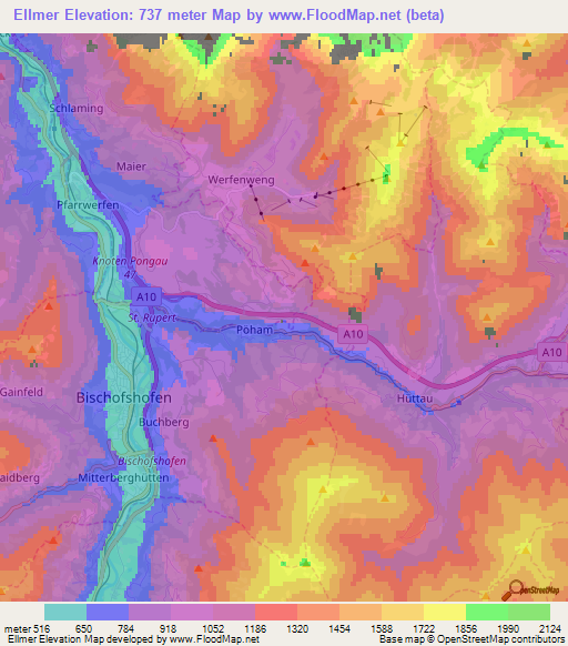 Ellmer,Austria Elevation Map