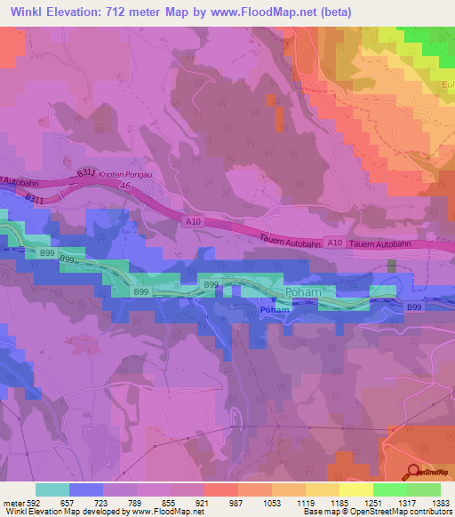 Winkl,Austria Elevation Map