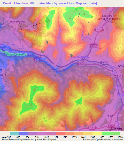 Pirnitz,Austria Elevation Map