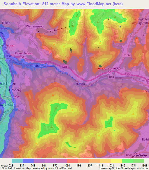Sonnhalb,Austria Elevation Map