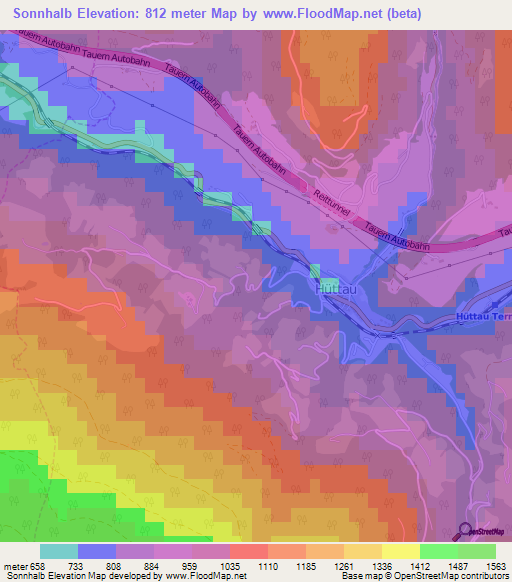 Sonnhalb,Austria Elevation Map