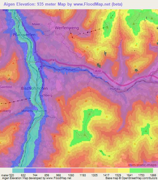 Aigen,Austria Elevation Map