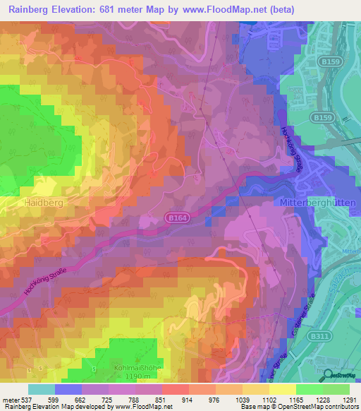 Rainberg,Austria Elevation Map