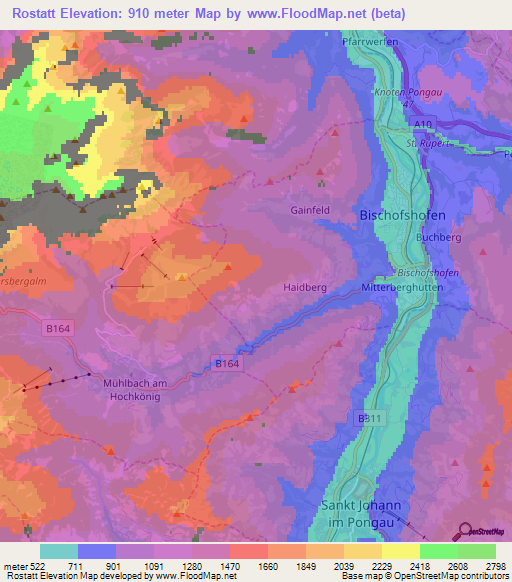 Rostatt,Austria Elevation Map