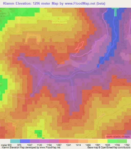 Klamm,Austria Elevation Map