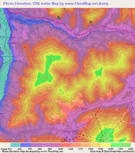 Pitzen,Austria Elevation Map