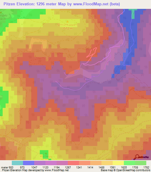 Pitzen,Austria Elevation Map
