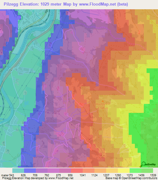 Pilzegg,Austria Elevation Map