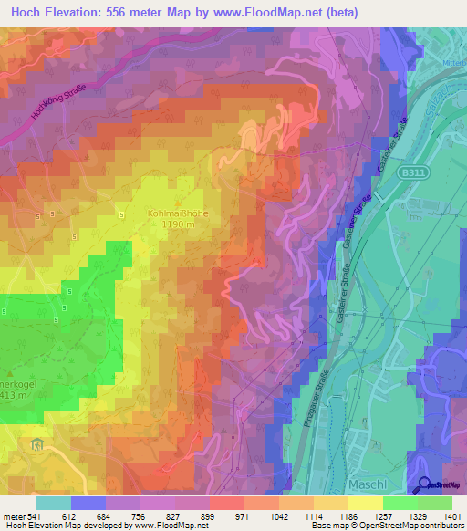 Hoch,Austria Elevation Map
