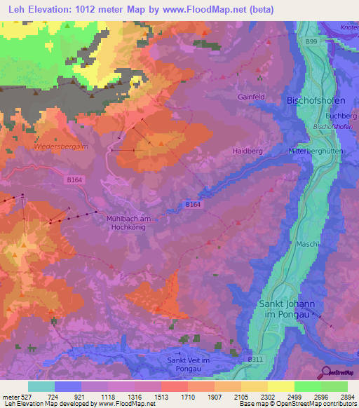 Leh,Austria Elevation Map