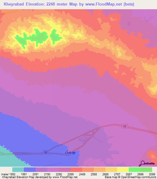 Kheyrabad,Iran Elevation Map