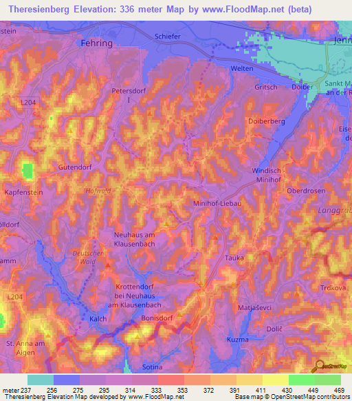 Theresienberg,Austria Elevation Map