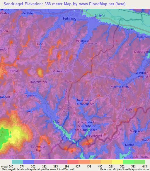 Sandriegel,Austria Elevation Map