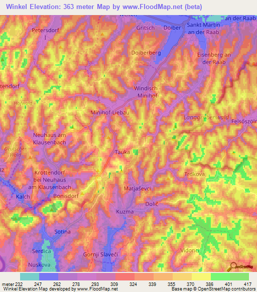 Winkel,Austria Elevation Map