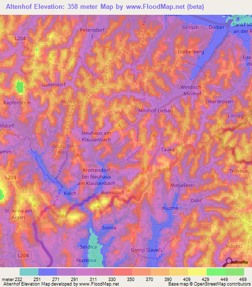 Altenhof,Austria Elevation Map