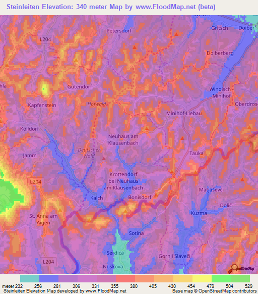 Steinleiten,Austria Elevation Map
