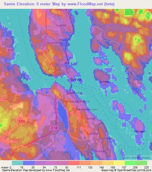Saetre,Norway Elevation Map
