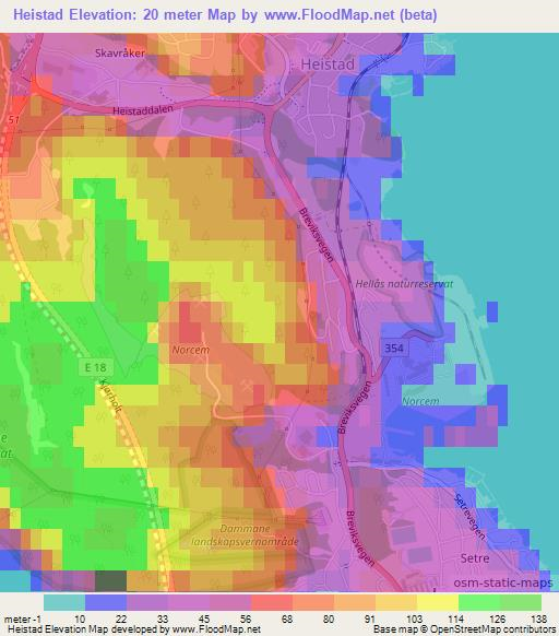 Heistad,Norway Elevation Map