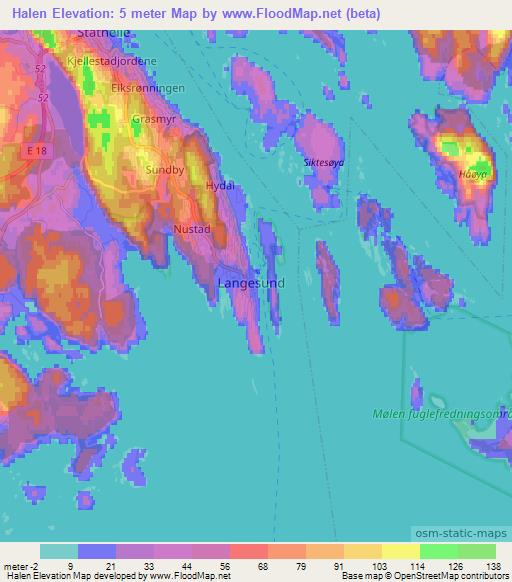 Halen,Norway Elevation Map