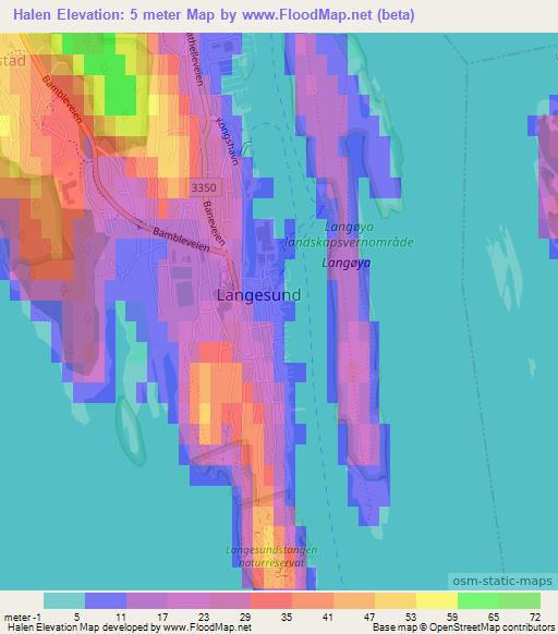 Halen,Norway Elevation Map