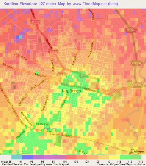 Karditsa,Greece Elevation Map