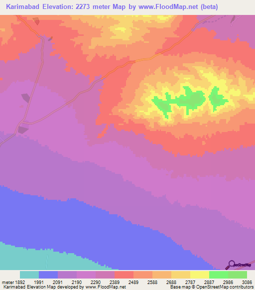 Karimabad,Iran Elevation Map