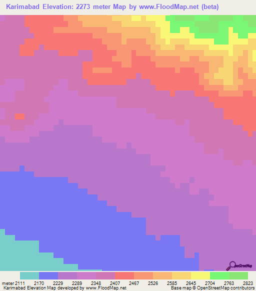 Karimabad,Iran Elevation Map
