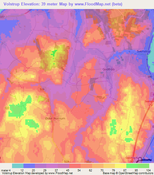 Volstrup,Denmark Elevation Map