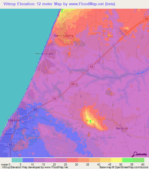 Vittrup,Denmark Elevation Map