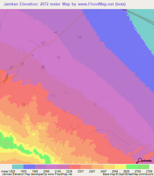 Jamkan,Iran Elevation Map