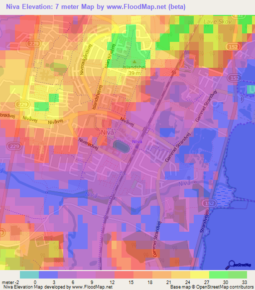 Niva,Denmark Elevation Map