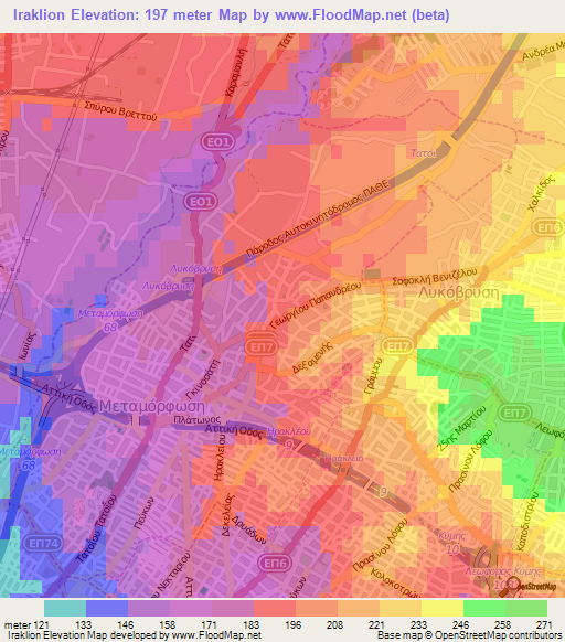 Iraklion,Greece Elevation Map