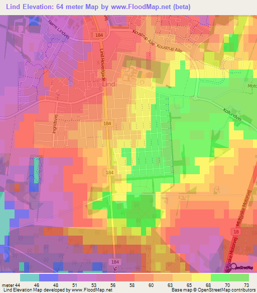 Lind,Denmark Elevation Map