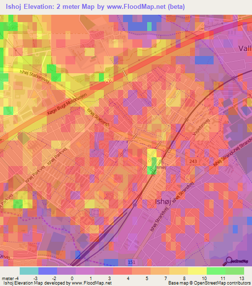 Ishoj,Denmark Elevation Map