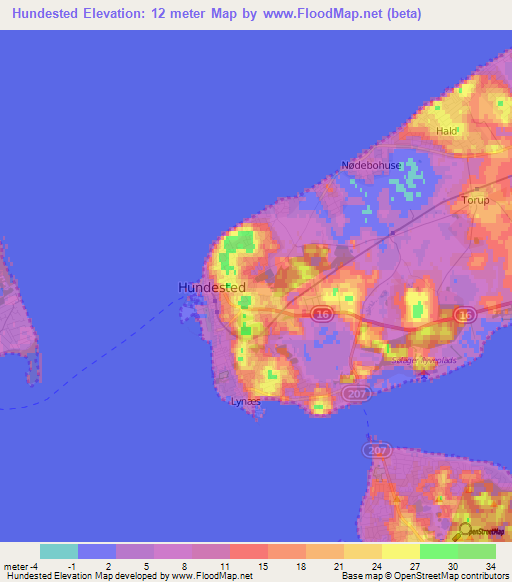 Hundested,Denmark Elevation Map