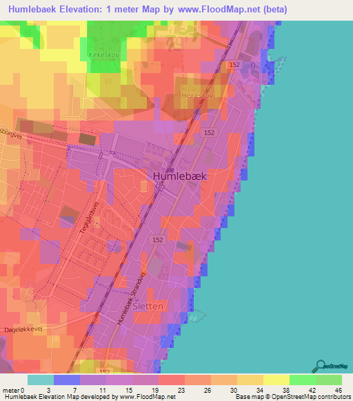 Humlebaek,Denmark Elevation Map