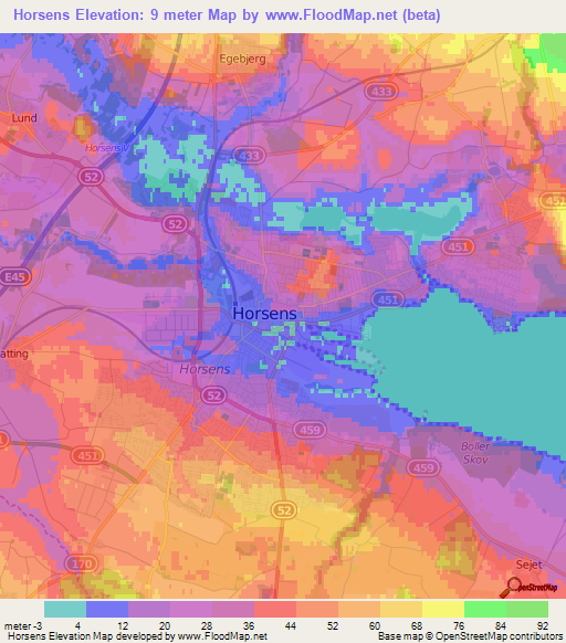 Horsens,Denmark Elevation Map