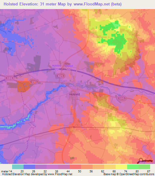 Holsted,Denmark Elevation Map