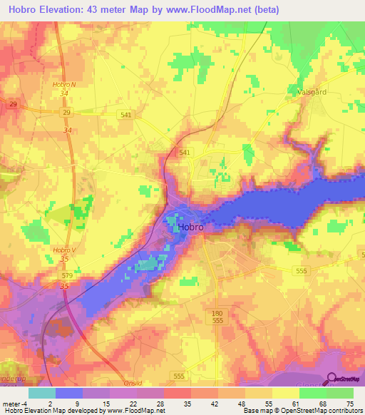Hobro,Denmark Elevation Map