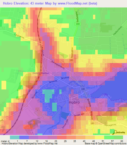 Hobro,Denmark Elevation Map